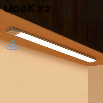Светильник для шкафа UooKzz, USB Перезаряжаемый датчик движения, светодиодный светильник Для Кухонного шкафа, Освещение шкафа 10 см/20 см/40 см/60 см, светодиодный