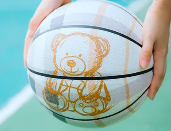 Плюшевый мишка COACHMA в клетку, белый баскетбольный мяч с фирменным рисунком Медведя Marbury's, PU, для игры в помещении и на открытом воздухе, Размер игрового мяча 7