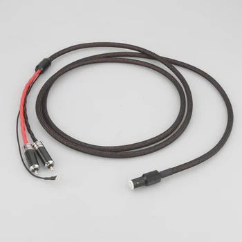 Audiocrast 100% Чистый Серебристый Кабель для подключения тонарма Hi-Fi от Din до 2RCA, Экранирующий Фоно-кабель для тонарма