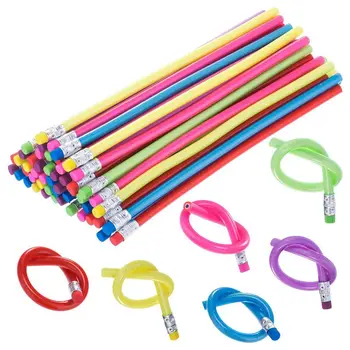 60 Штук гибких карандашей, Гибкие мягкие карандаши с ластиком, разноцветные