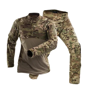 Камуфляжный Военный Армейский Комплект тактической формы, Мультикамерная Черная Боевая рубашка, Брюки BDU, Мужская Охотничья одежда, Одежда для Страйкбола, Снайперская одежда