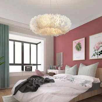 Простая красочная люстра в скандинавском стиле, Современный подвесной светильник из перьев со светодиодной подсветкой для гостиной, столовой, Детской, спальни, домашнего декора, подвесной светильник