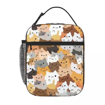 Милые счастливые детеныши, Котята, кошки, изолированные сумки для ланча, термосумка, Многоразовая большая сумка для ланча, сумка для Бенто, сумка для пляжного пикника