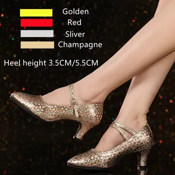 Женская Стандартная обувь для Бальных танцев, Блестящая Обувь для Латиноамериканских танцев, Обувь для Танго, Современная обувь для Сальсы/Вальса с закрытым носком