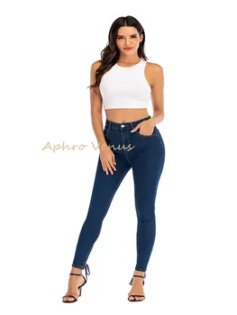 Женские офисные джинсы 2023 Летние эластичные джинсовые брюки с высокой талией, леггинсы с подтяжкой бедер, идеальный женский изгиб