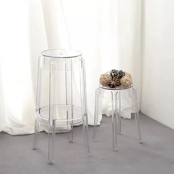 48 шт. Модный барный стул в скандинавском стиле, креативный Высокий барный стул, Акриловый прозрачный стул, современный простой барный стул, Маленький круглый стул