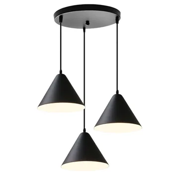 Современные подвесные светильники в скандинавском стиле, простые лампы, Черные минималистичные подвесные светильники, 3 головки, лампа Эдисона E27, для кухни, столовой, спальни