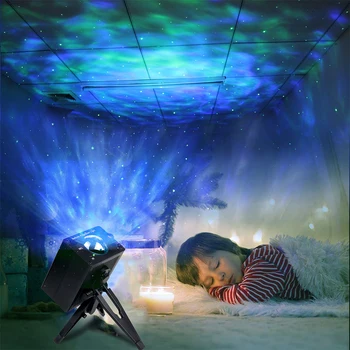 Светодиодный проектор Aurora Galaxy с дистанционным управлением, Красочный Сон, Романтический Водный узор, лампа Звездного неба для Рождественской вечеринки
