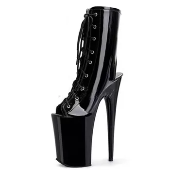 LAIJIANJINXIA/новинка; Пикантные женские ботинки с искусственным верхом 23 см/9 дюймов; Обувь для танцев на шесте на платформе и высоком каблуке