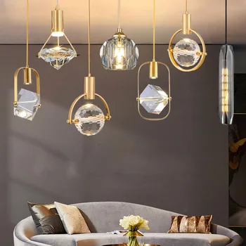 Современная люстра Для гостиной, хрустальная светодиодная подвесная лампа, Прикроватная тумбочка для Спальни, Кухня, Подвесной светильник с одной головкой, Внутреннее освещение