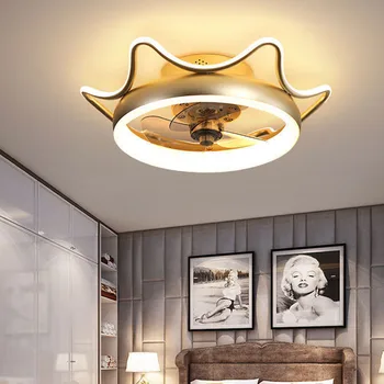 Скандинавский Роскошный потолочный вентилятор, лампа для домашнего декора, Невидимый потолочный вентилятор со светом и дистанционным управлением