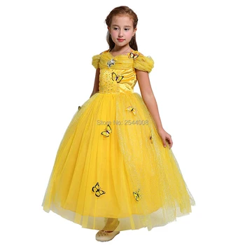 Новое платье принцессы Золушки с бабочкой для девочек, костюм для косплея, Хэллоуин, Рождество, Пурим, Праздничная вечеринка, Маскарадное платье