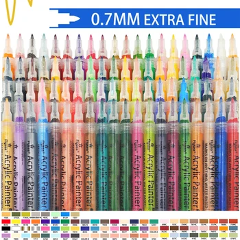 Набор ручек для акриловой краски 80 цветов, акриловые ручки на водной основе с очень тонким наконечником 0,7 мм, Набор маркеров для рисования камней, товары для рукоделия