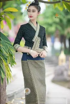 Традиционная женская одежда Dai с юбкой в стиле ретро в стиле ретро со средним рукавом