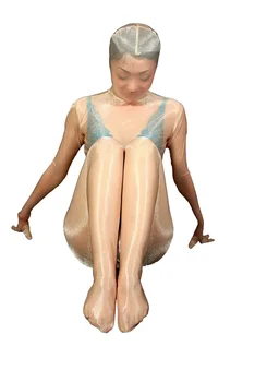Супер блестящие телесные прозрачные шелковые колготки Унисекс, фетишистские классические костюмы Зентай на Хэллоуин
