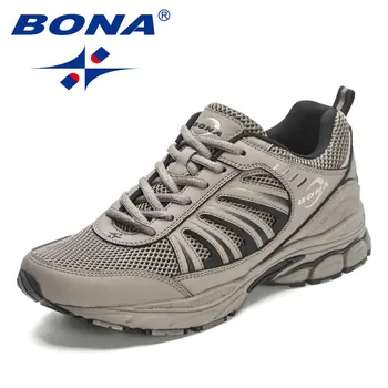 BONA 2023 Новые дизайнерские кроссовки из сетчатой ткани, дышащая Экшн-кожа, Мужские дышащие кроссовки для бега на шнуровке, Мужские Кроссовки Casu
