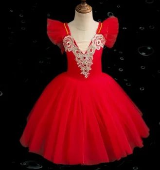 детское кружевное длинное балетное платье со стразами, юбки, костюмы для танца живота, представление