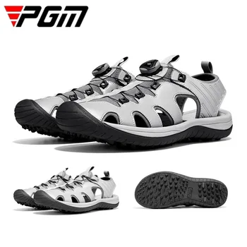 PGM Летние Мужские туфли для гольфа на шнурках, Мужские повседневные спортивные сандалии С противоскользящими шипами, Дышащая тренировочная обувь, Размер 41-46