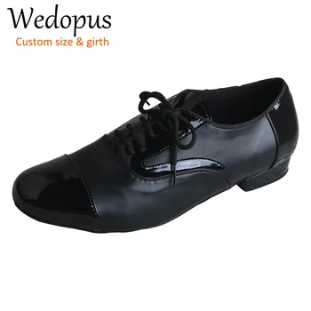 Wedopus Высококачественная Мужская танцевальная обувь Для бального Танго, Обувь для танцев для мальчиков, черная искусственная