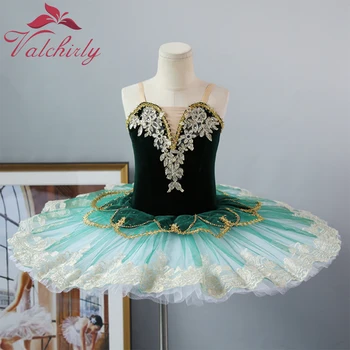 Новое балетное платье-пачка для девочек, Зеленый танцевальный костюм, Блинное Красное праздничное платье для детей