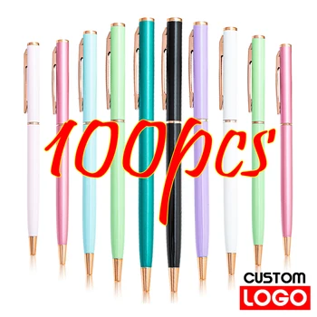 100шт Многоцветная ручка Бизнес-Рекламная ручка Оптом Шариковая ручка с Пользовательским логотипом, Офисная Школьная Текстовая надпись, Выгравированное имя