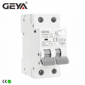 Магнитный автоматический выключатель GEYA GYR9NM переменного тока типа RCBO 2P 4P с защитой от перегрузки по току и утечки на Din-рейку 10A 16A 25A 32A 40A