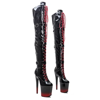 Лакированный верх Leecabe 20 см/8 дюймов, новый стиль, пикантные модные ботинки на платформе и высоком каблуке для танцев на шесте
