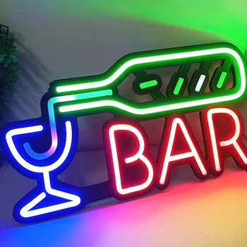 Оптовая Продажа Светодиодной неоновой вывески RGB Bar Neon Большой Горизонтальный Бизнес-магазин Магазин для ночного клуба Бизнес-Вывески Декор Ресторана