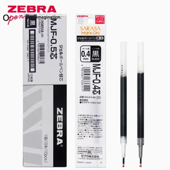 10 Шт ZEBRA JJ77/ JJS77 Пресс-Гелевая ручка Для заправки MJF-0.4 / 0.5 для заправки на водной основе 0.4/ 0.5 мм Тестовая ручка для студентов, черная, Неважно