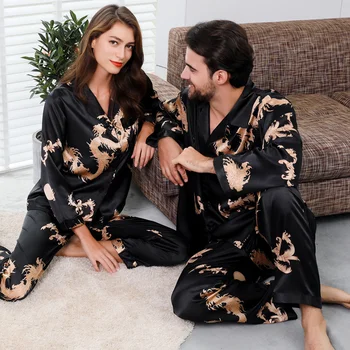Летняя Пара Шелковых пижам с длинным рукавом Nitown для мужчин, Пижамы, Мужской Пижамный комплект и женский Пижамный комплект, мужская пижама