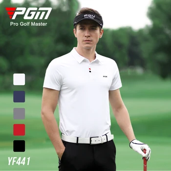 PGM Тренировочная рубашка для гольфа, мужские Поло, короткий рукав, Спортивная одежда для отдыха, мужская одежда для гольфа, Однотонные быстросохнущие рубашки для гольфа на молнии для мужчин