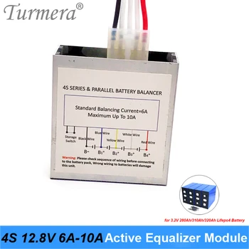 Модуль активного эквалайзера Turmera 4S 12,8 V 6A 10A для использования с аккумуляторами Lifepo4 3,2 V 280Ah 310Ah и литиевыми батареями 3,7 V 18650