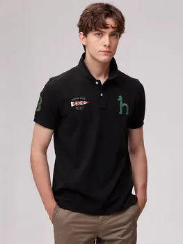 Летняя Мужская футболка для гольфа 2023, хлопковое поло высокого качества, модная повседневная дышащая тонкая футболка HAZZYS, прямая одежда