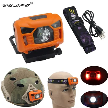 VULPO USB Зарядка, Тактический Быстросъемный шлем, Сигнальный фонарь, Охотничья Фара для страйкбола, Рыболовная Фара, Спасательная фара для выживания