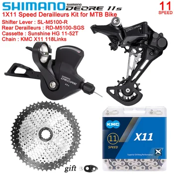SHIMANO M5100 Комплект Задних Переключателей Скоростей 1X11 для MTB Велосипеда KMC X11 Sunshine 11-42 T/46 T/50 T/52 T Комплект Кассет для Велосипеда
