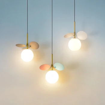 Стеклянный подвесной светильник Скандинавская люстра креативный подвесной светильник Креативная детская комната E27 Стеклянный шар Декоративный светильник для интерьера