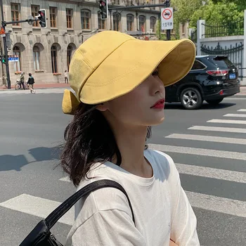 Летняя женская шляпа с большим бантом, защита от солнца и ультрафиолета, Рыбацкая кепка, Широкополая шляпа от Солнца, Женская корейская складная новая