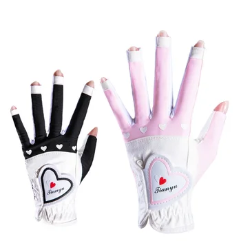 Женские перчатки для гольфа из микрофибры, дышащая модель, без пальцев, с нескользящими частицами