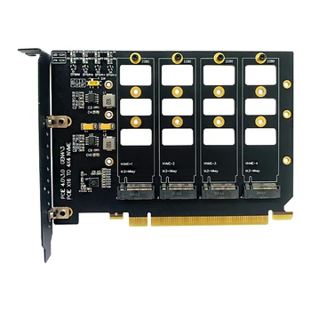 Плата расширения PCI-E 4.0 4x4 к M.2 с 4 отсеками для твердотельного накопителя M.2 NVMe 2242 2260 2280 SSD PCIe X16 4.0 Gen 4 Карта-адаптер
