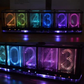 【Большой шрифт】 DIY Rainbow RGB Полноцветный светодиодный Цифровой ретро-светильник с Аналоговым Свечением Nixie Tube DS3231 Электронные Часы Music Spectrum Display Kit
