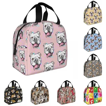 Английский Бульдог, изолированная сумка для ланча, Британская Собака, Портативный кулер, термобокс для Бенто, для женщин, школьников, сумки для пикника