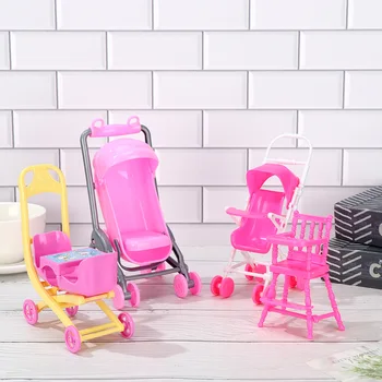 Миниатюрная детская коляска для кукол, Аксессуары, мебель для кукольного домика, Пластиковый Мини-обеденный стул, Детские тележки, игрушки для девочек