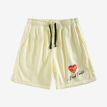 Баскетбольные шорты для мужчин с буквенным принтом и карманом на шнурке Спортивные Тренировочные Спортивные штаны для бега Хлопковые повседневные пляжные брюки