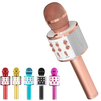 Караоке-микрофон для детского пения, 5 в 1 Беспроводной Bluetooth Портативный Ручной микрофон, Динамик, Проигрыватель, Рекордер, Подарки для дома
