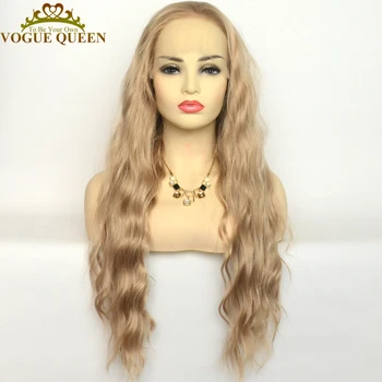Voguequeen 103 Пепельно-русый Синтетический парик на кружеве Спереди, Свободный Вьющийся Парик из термостойкого волокна, натуральная линия роста волос, повседневная одежда для женщин
