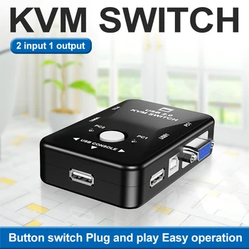 Переключатель OULLX KVM, кабель-разветвитель VGA, USB 2.0, коробка для USB-клавиатуры, мыши, монитора, адаптера, USB-принтера, переключателя