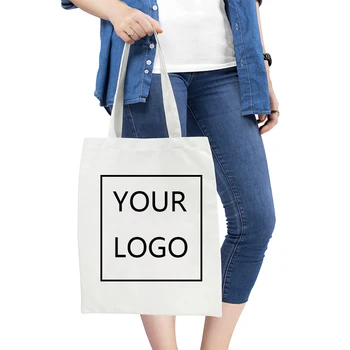 Сумка для покупок Добавьте свой текст, Письмо, рисунок, печать, Оригинальный дизайн, Белая Модная дорожная сумка Унисекс, Холщовая сумка с логотипом на заказ