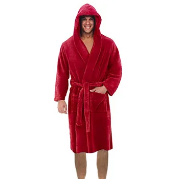 Осенне-зимний утепленный Халат, Мужское Кимоно, Халат, Ночная рубашка, теплая фланелевая Мужская пижама, Интимное белье, Домашняя одежда больших размеров