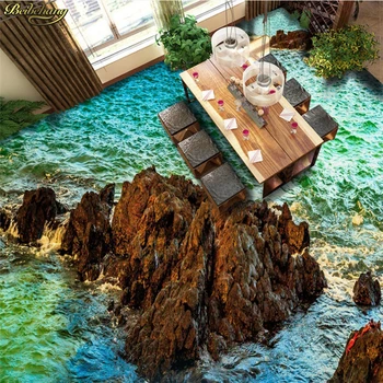 изготовленный на заказ 3D-пол beibehang окрашен обоями для наклеивания океанской пемзы высокой четкости 3D-пол в гостиной и ванной комнате