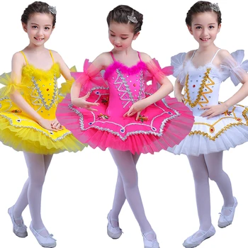Детский Профессиональный балетный танцевальный костюм для девочек, балетное платье для танцев 
